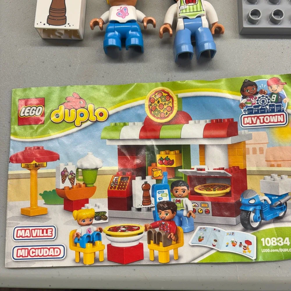 LEGO Duplo My Town Pizzeria 10834 with Figures Motorcycle Instructions COMPLETE